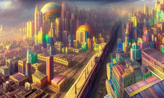Futuristic City of Colored Glass: Digital Matte Painting
