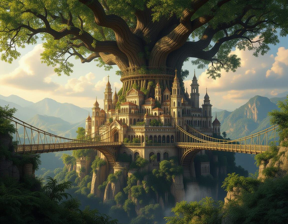 Renaissance Tree City Masterpiece in Michelangelo Style