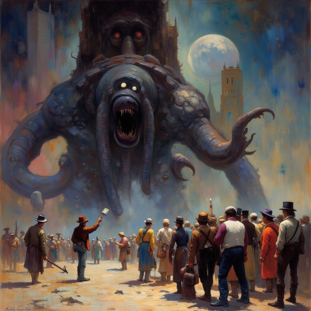 An eldritch creature, typically found in cosmic voids, is aw...