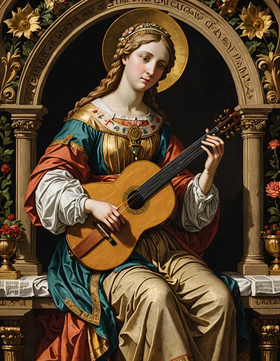 Baroque Saint Cecilia in Elegant Regalia