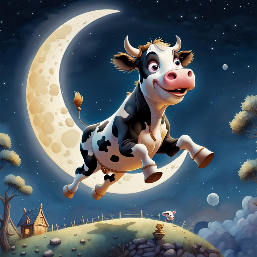 Cow Jumps Over Moon: Dreamworks Watercolor Art