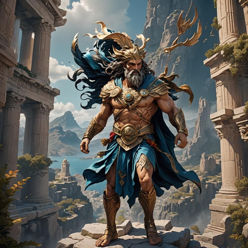 Eole: Greek God of Wind in Detailed Matte Painting