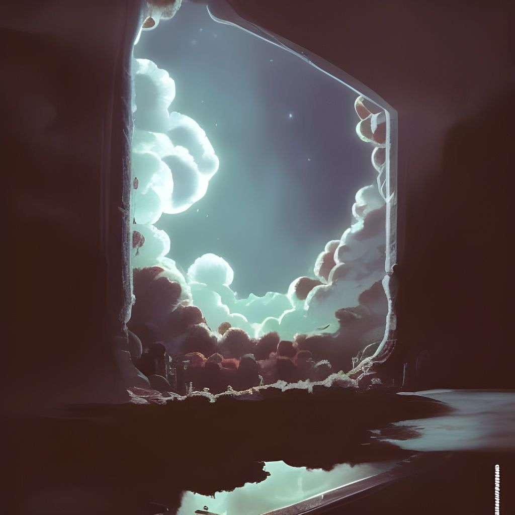 Time Wrinkle in Japanese Night Sky: Digital Art