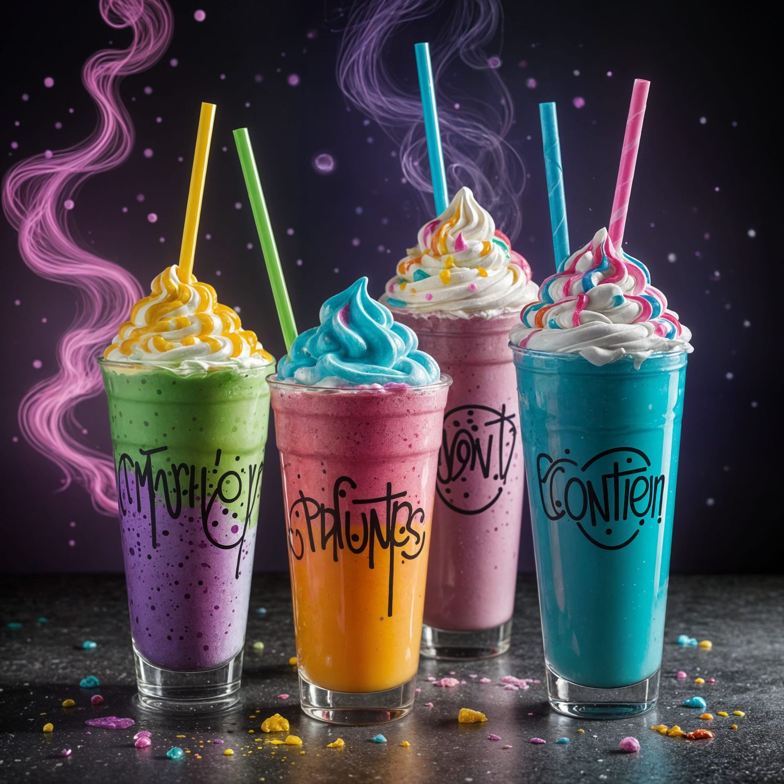Whimsical Drinks in Graffiti Splash Art Style