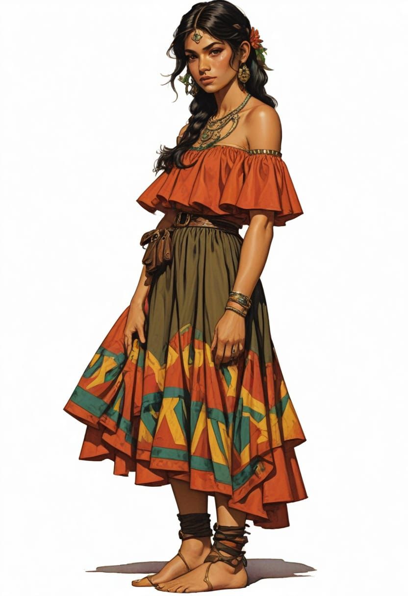 Mayan Mexican Woman in Sci-Fi RPG Character Style