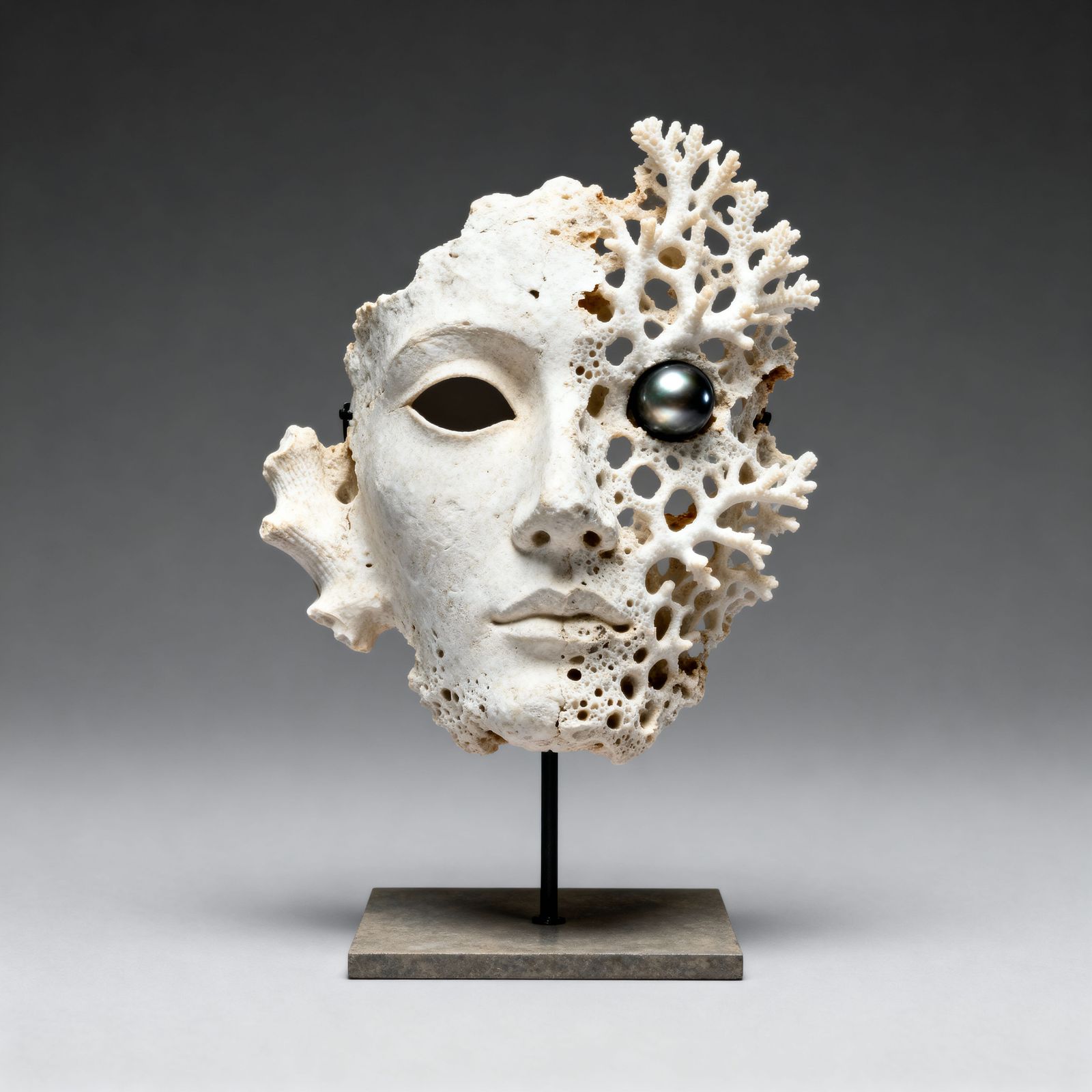 Organic Coral Mask on Minimalist Stand - Studio Photography