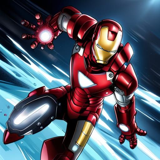 Iron Man in Anime Key Visual Style