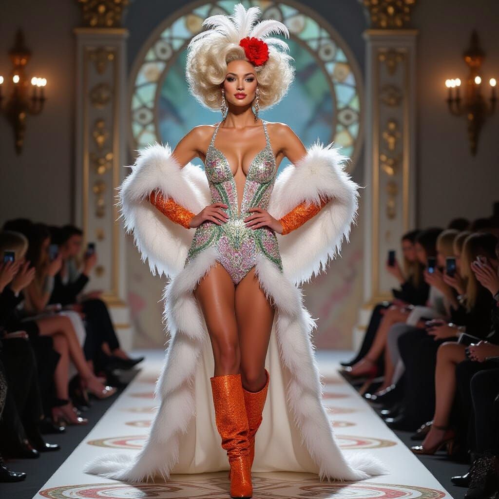 Glamorous Showgirl in Art Deco Style