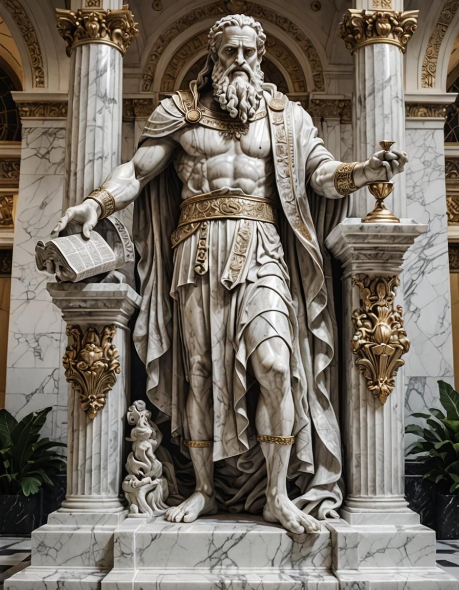 Moses Statue with Tablets in Art Deco Style