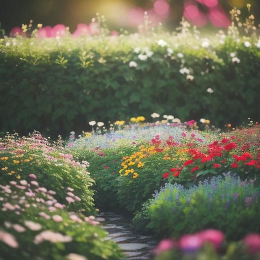 Secret Flower Garden in Dreamy Bokeh