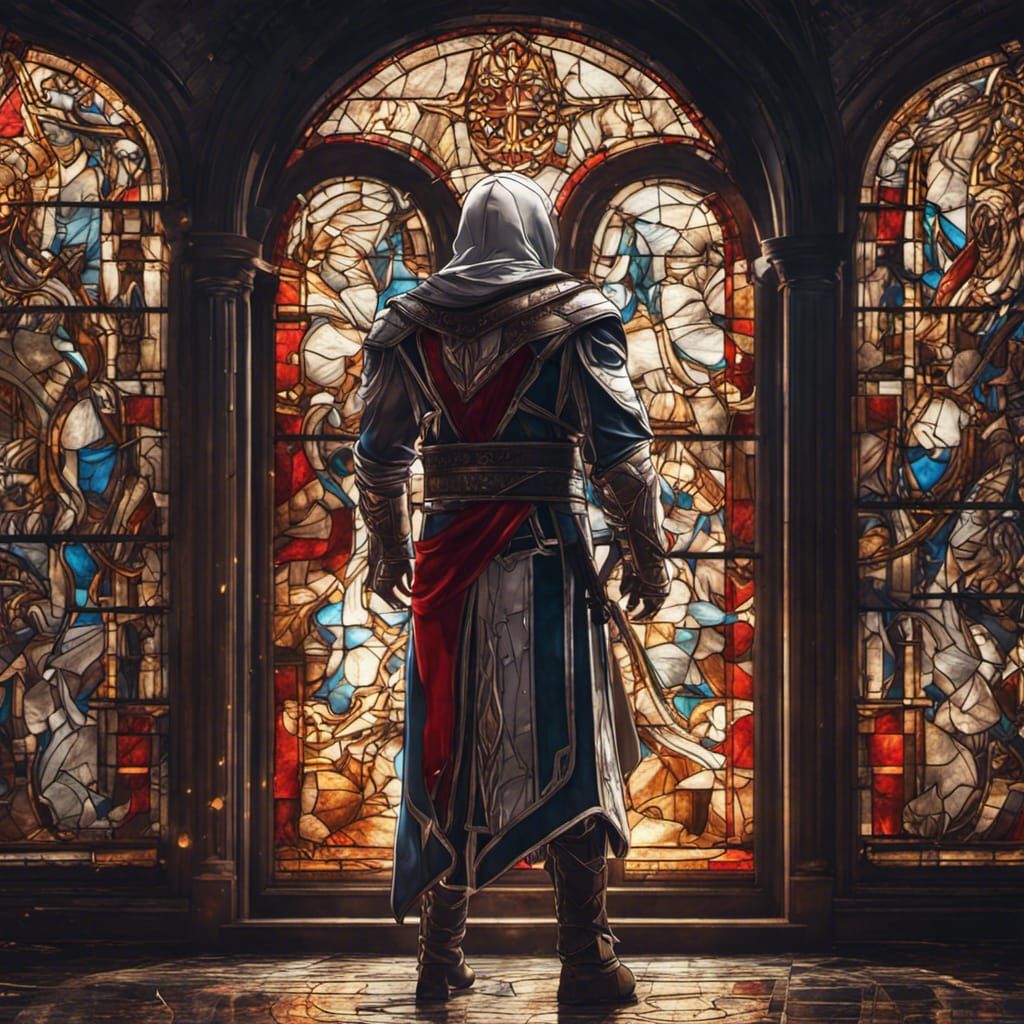 Ezio Auditore in Stained Glass Style