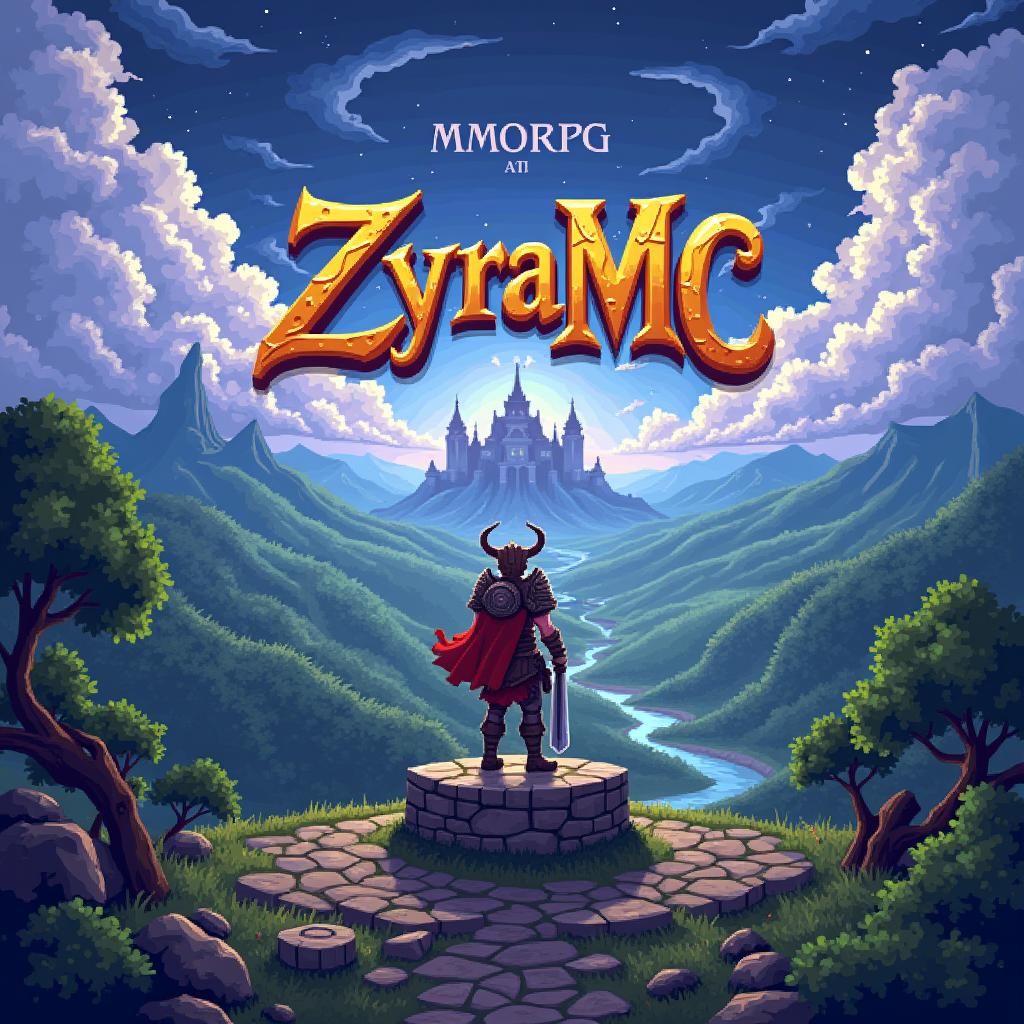Pixelated Warrior Logo for ZyraMC MMORPG