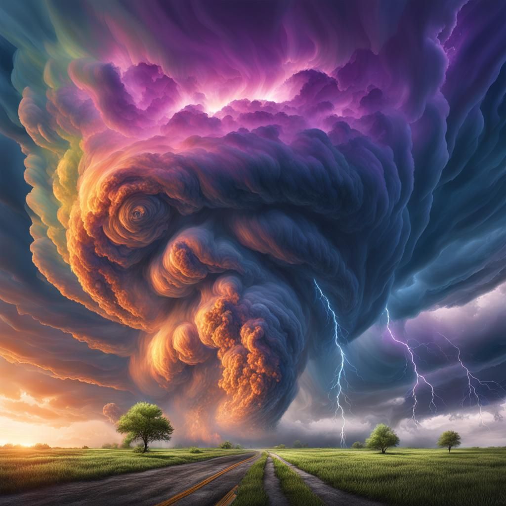Merging Tornadoes Supercell: 8K Concept Art