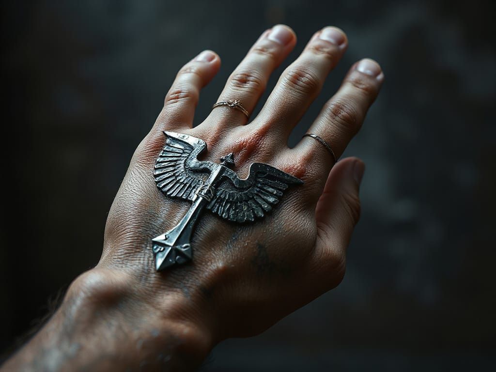 Man's Hand with Crimson Mark of Guilt, Maximalist Film Still