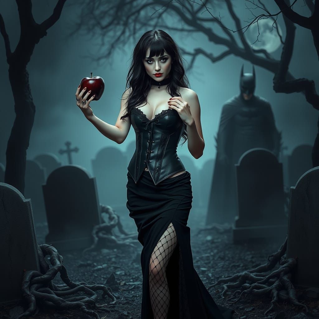 Ethereal Goth Woman Meets Dark Knight in a Haunting Cemetery...