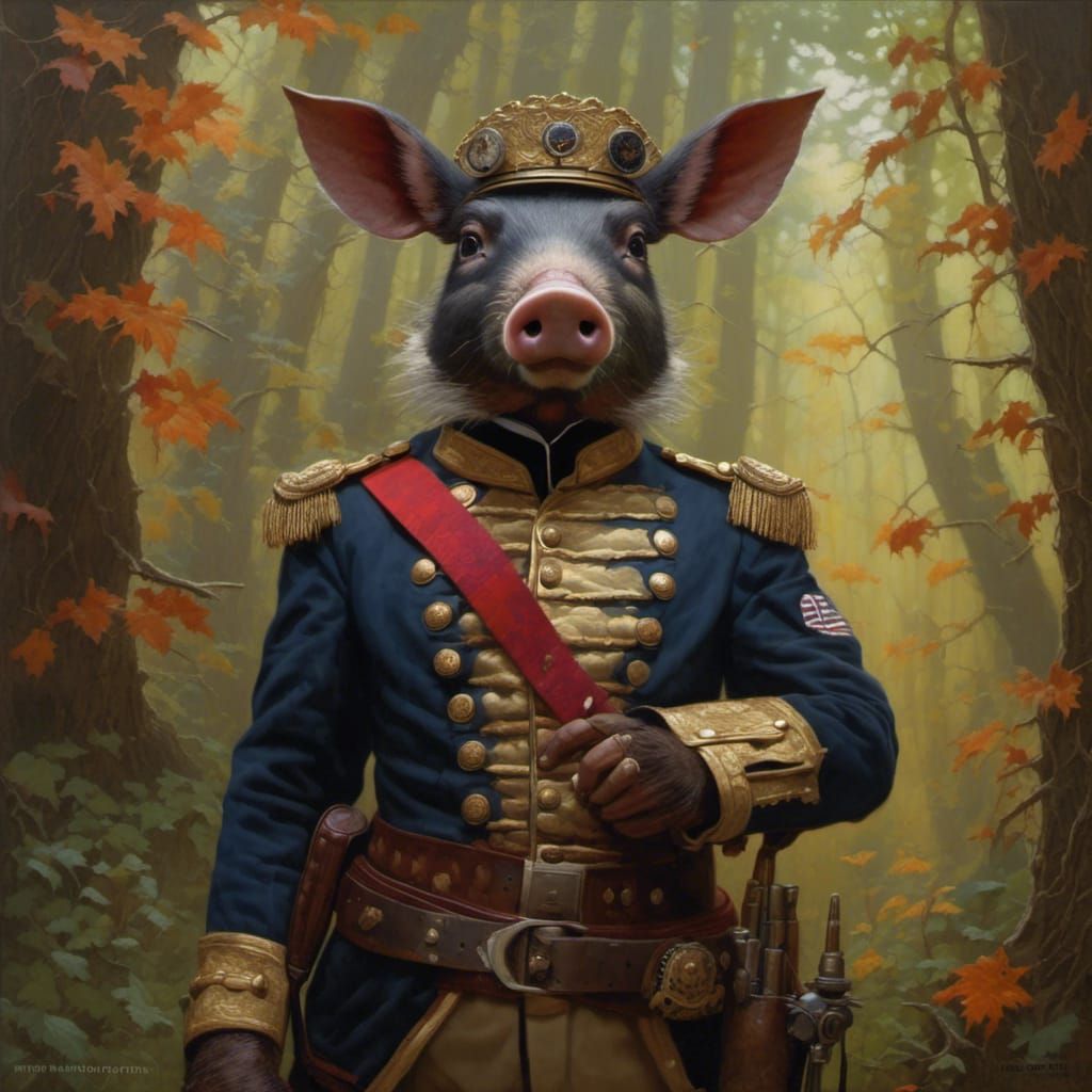 Holographic Wild Hog in Civil War Uniform