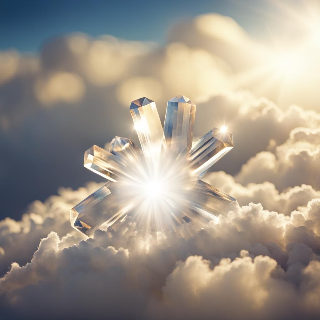 Radiant Crystal Bathed in Heavenly Sunshine