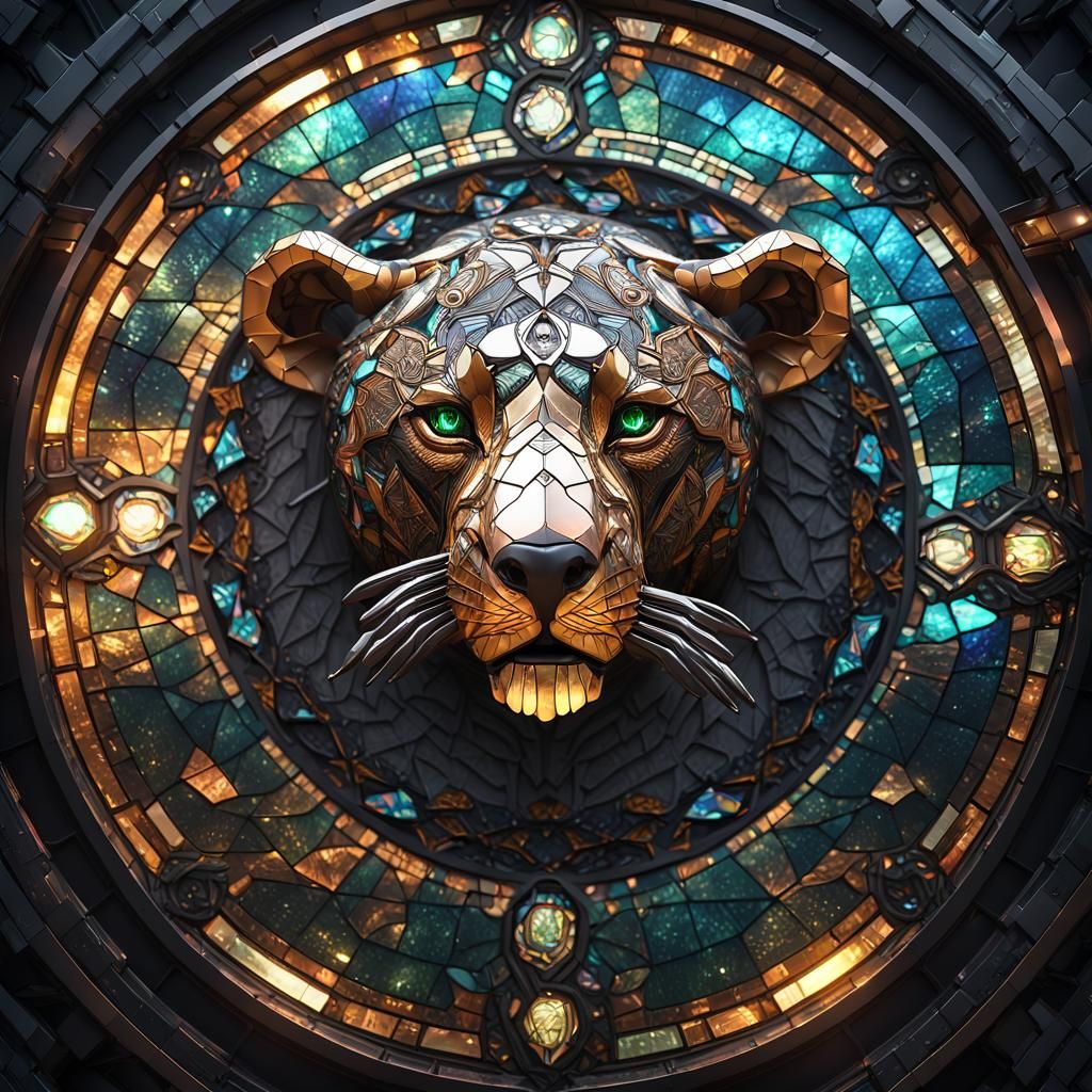 Stained Glass Animal Mandala in Sci-Fi Style