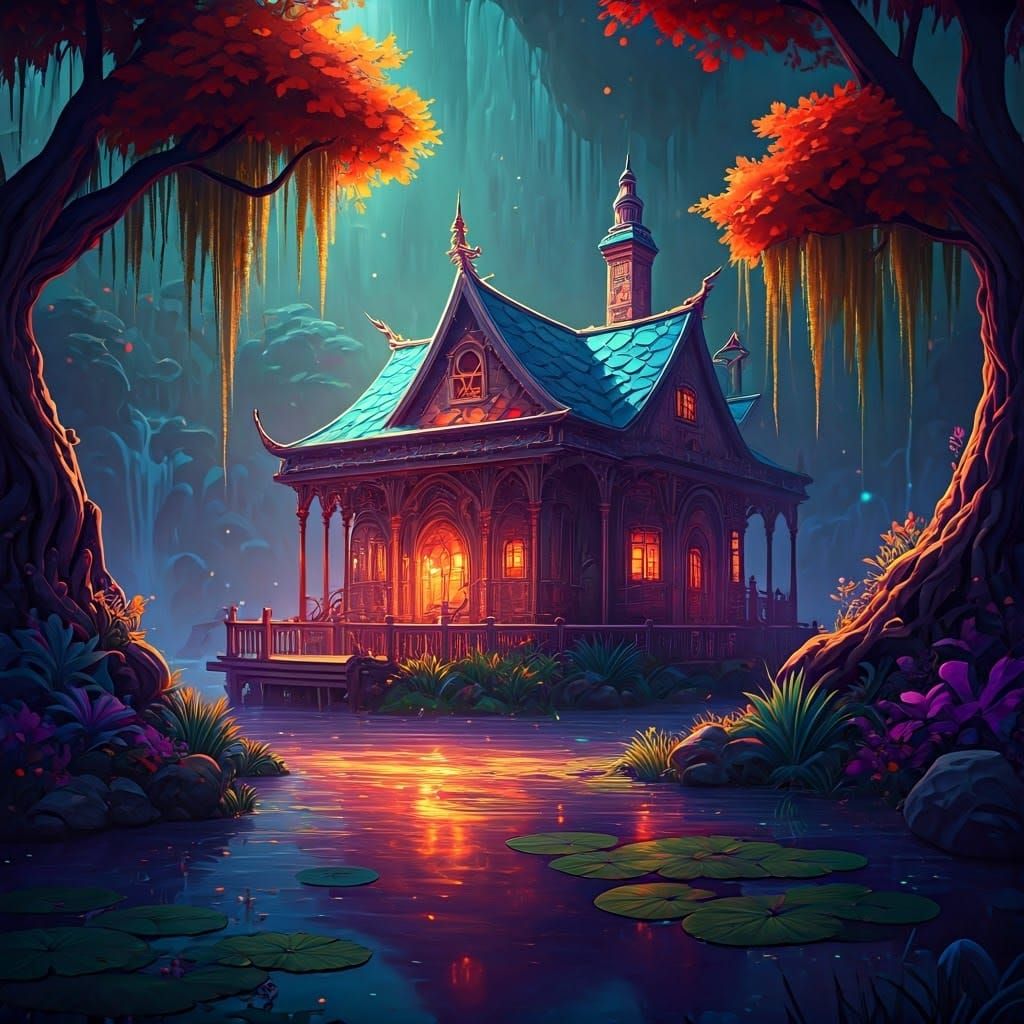 Enchanted Hasidic Oasis Home in Vibrant, Iridescent Colors