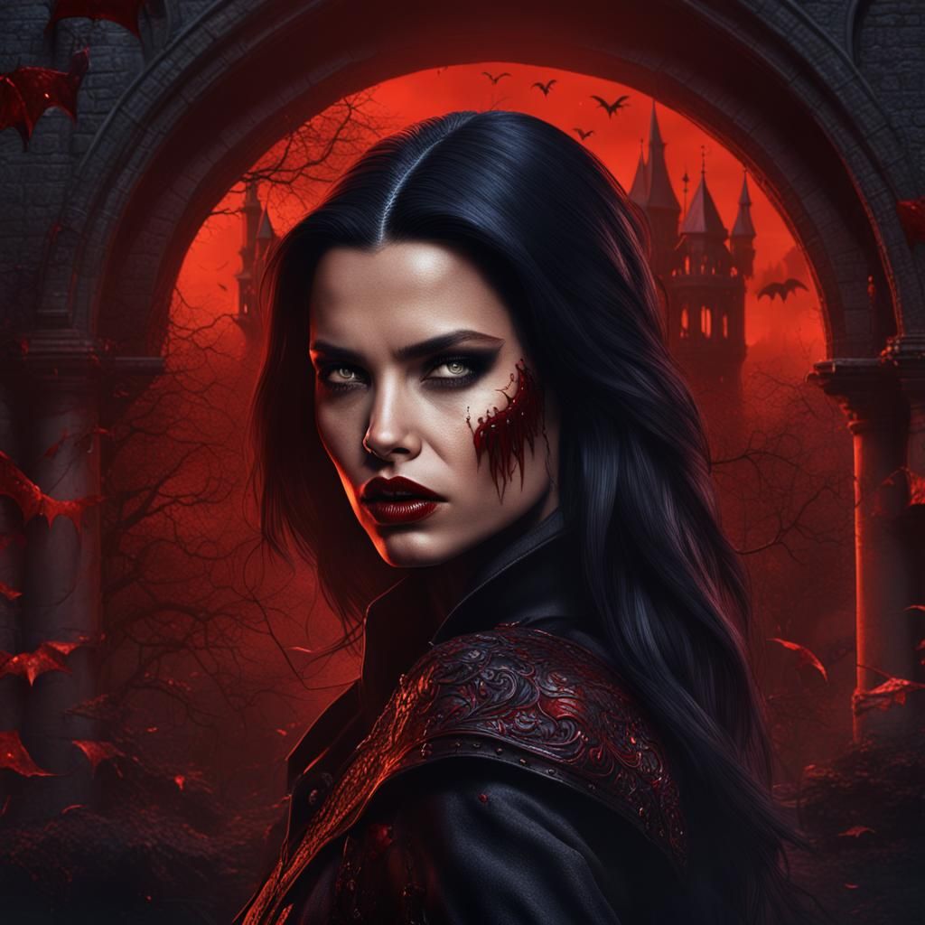 Female Vampire Portrait in Detailed Matte Painting