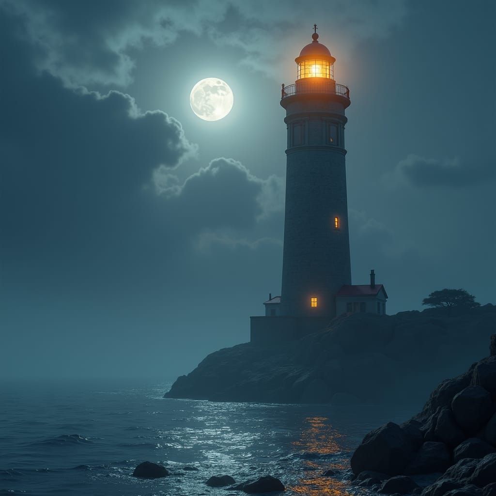 Lighthouse by Moonlight