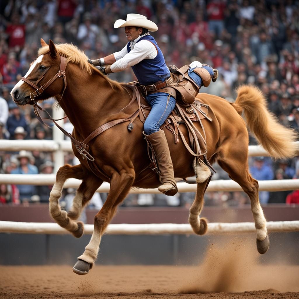 Cat Riding Horse in Rodeo: Furry Daredevil