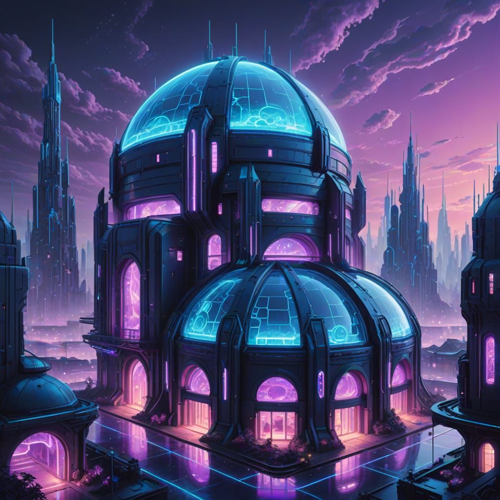 Bioluminescent Metabolism Architecture in Futuristic City