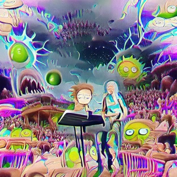 Rick and Morty in Acid Ambient Dreamscape