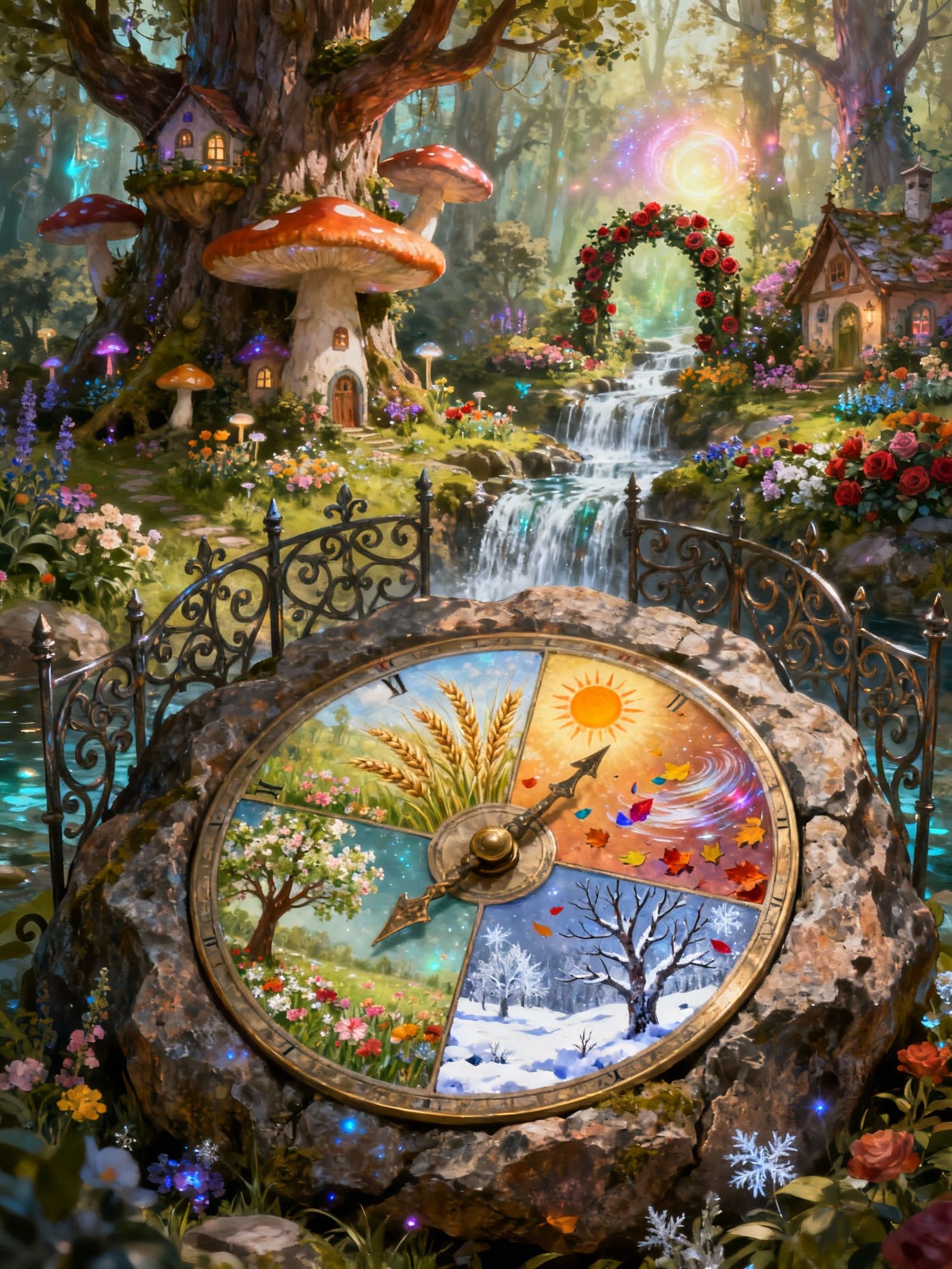 Magical Seasonal Dial in Fantasy Forest Digital Painting