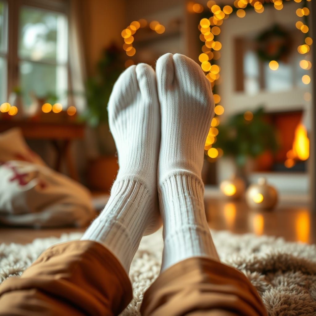 Cozy White Socks in a Warm and Inviting Scene