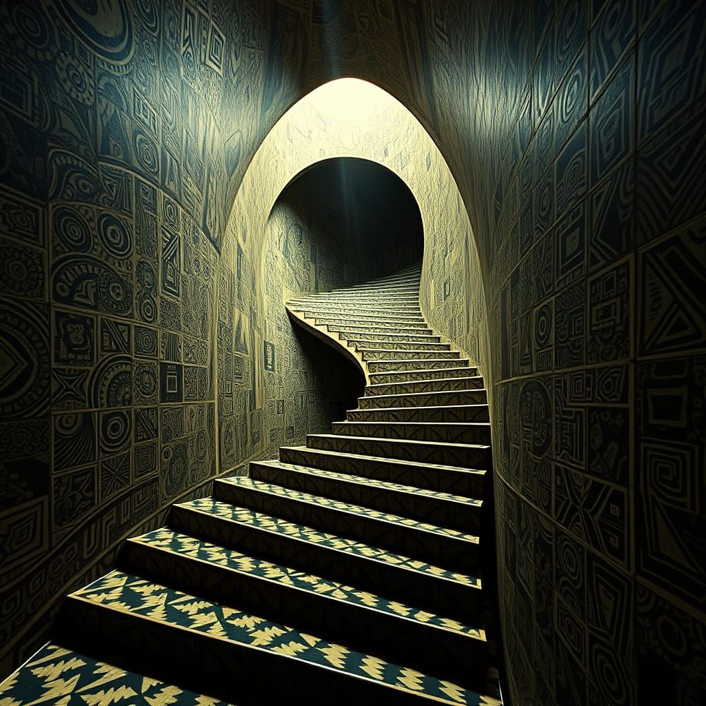 Impossible Staircase Inspired by Escher and Dali