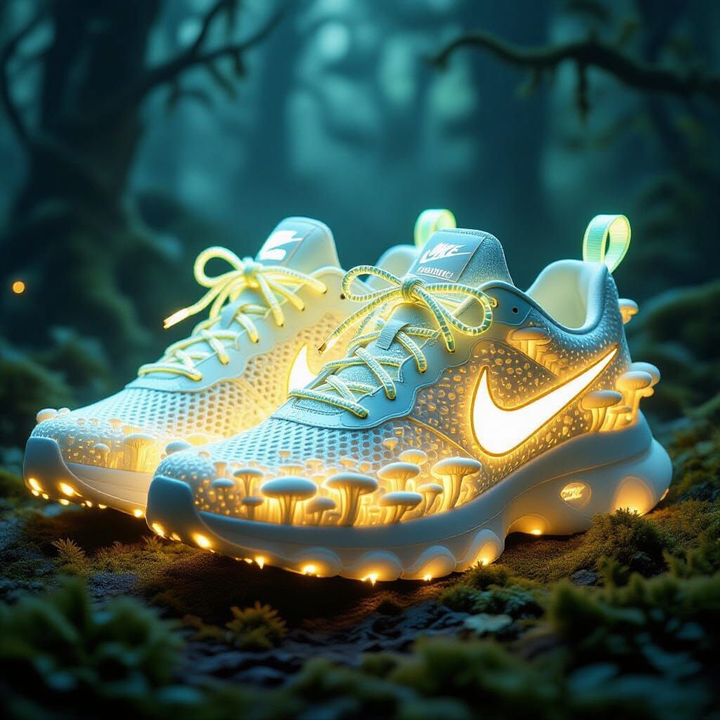 Luminous Mushroom Nike Sneakers in Enchanted Forest