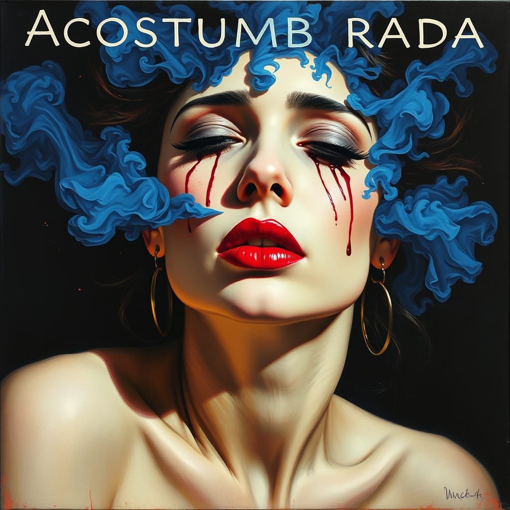 Acostumbrada Album Cover: Woman Embracing Heartbreak