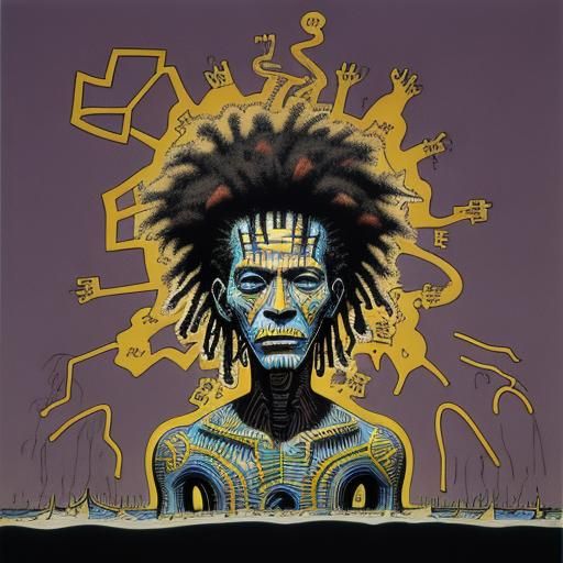 Abstract Composition in Cel-Shaded Manga Style