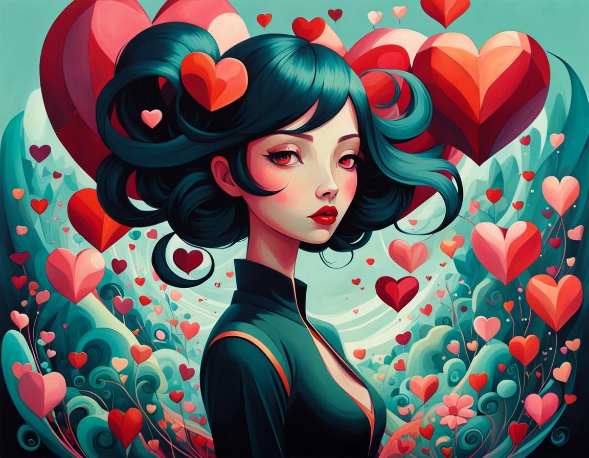 Abstract Hearts Blending Art Styles