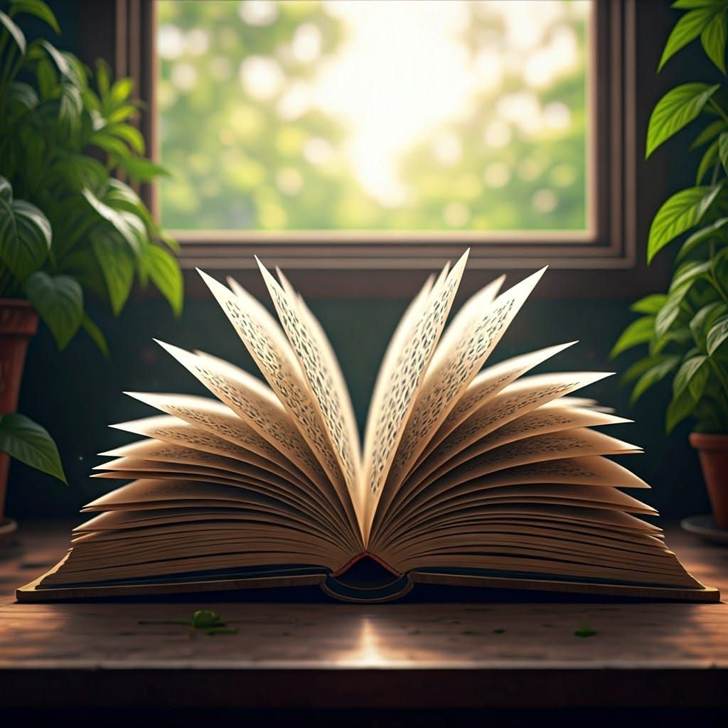 Enchanted Open Book in Anime Style