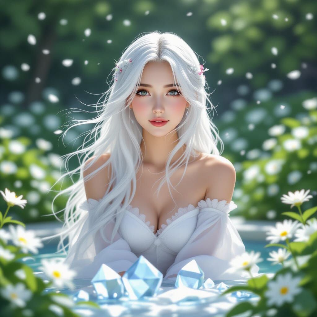 White-Haired Maiden in Crystal Garden