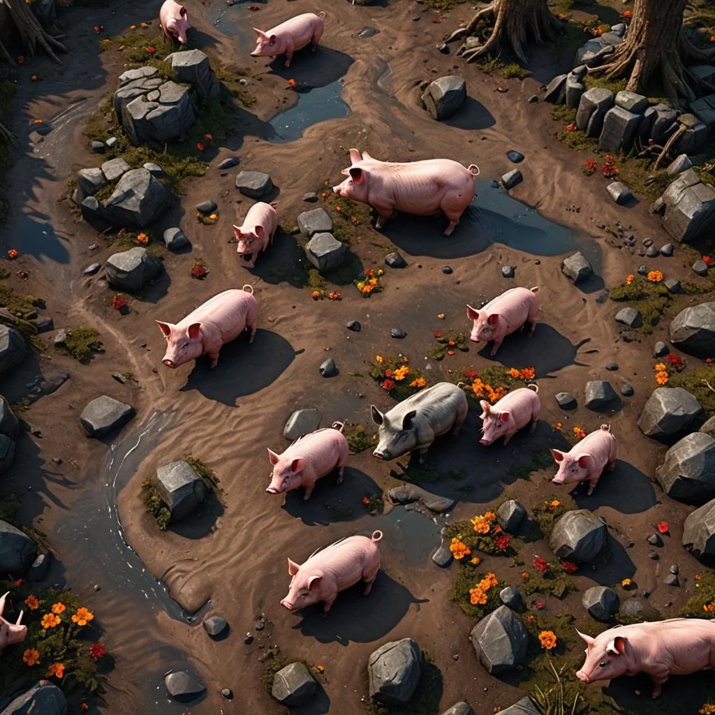 Detailed Pig Footprints in Fantasy Concept Art