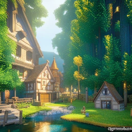 Medieval German Village in Golden Aspen Forest