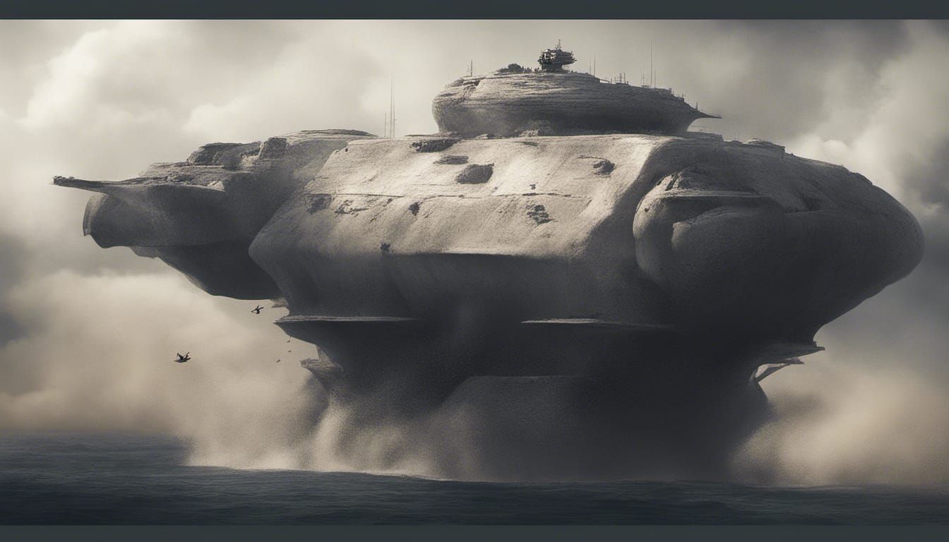 Battleship Engaged in Fierce Naval Combat