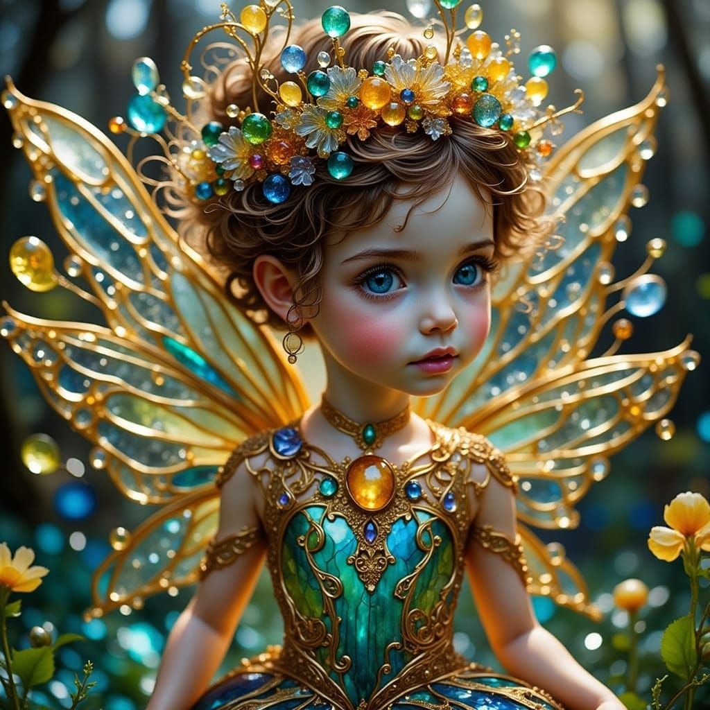 Glass Fairy Portrait in Fantasy Ink Style