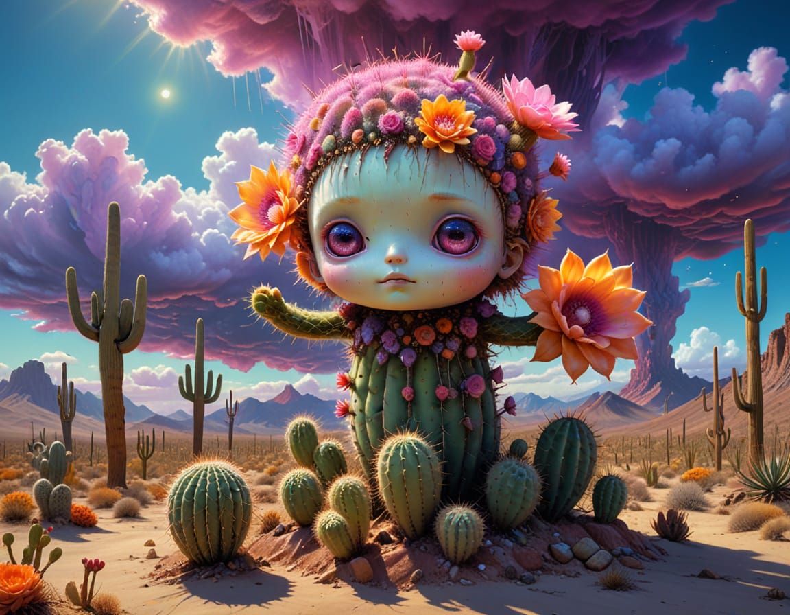 Vibrant Cacti in a Psychedelic Dreamscape