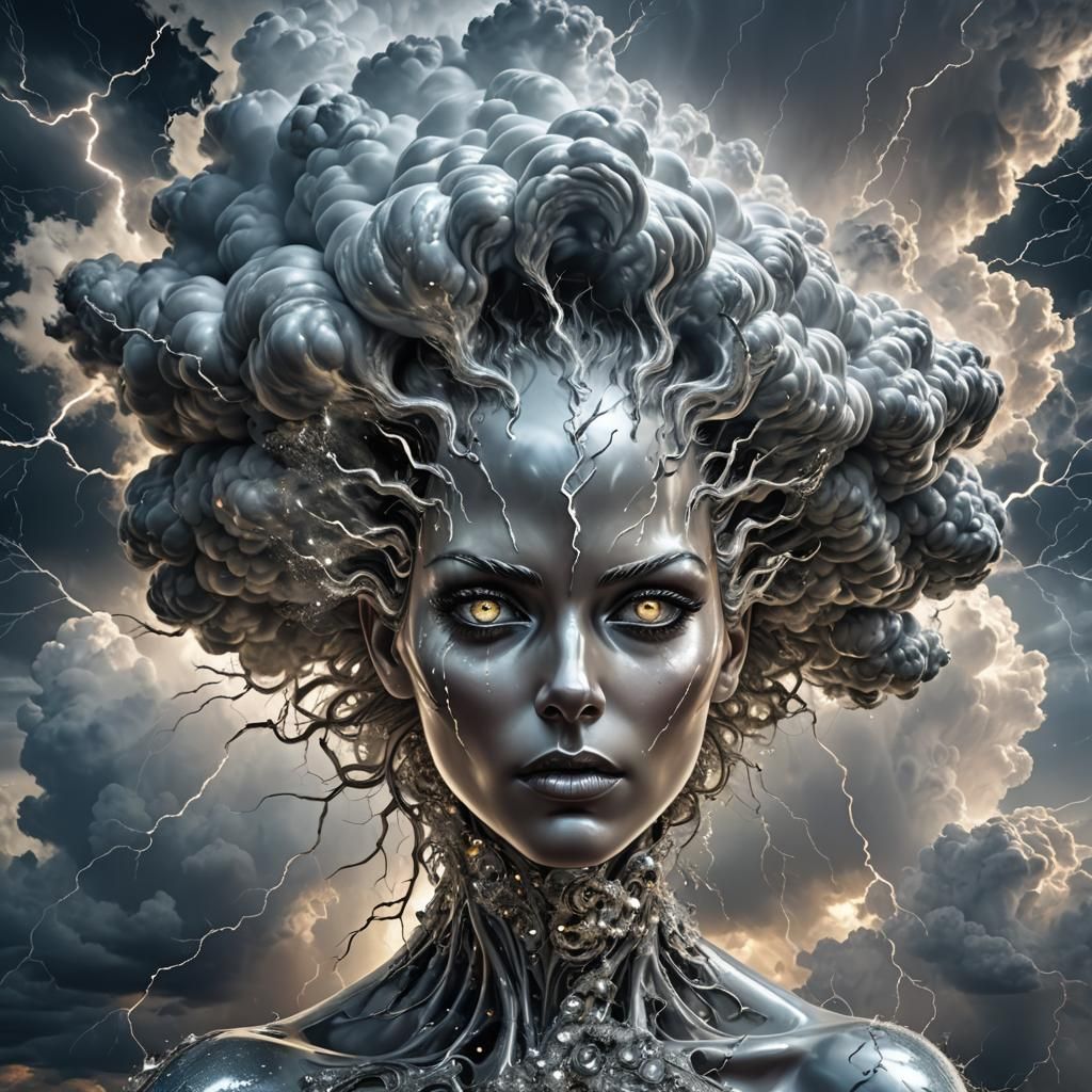 Surreal Storm Cloud Face in Disney Style