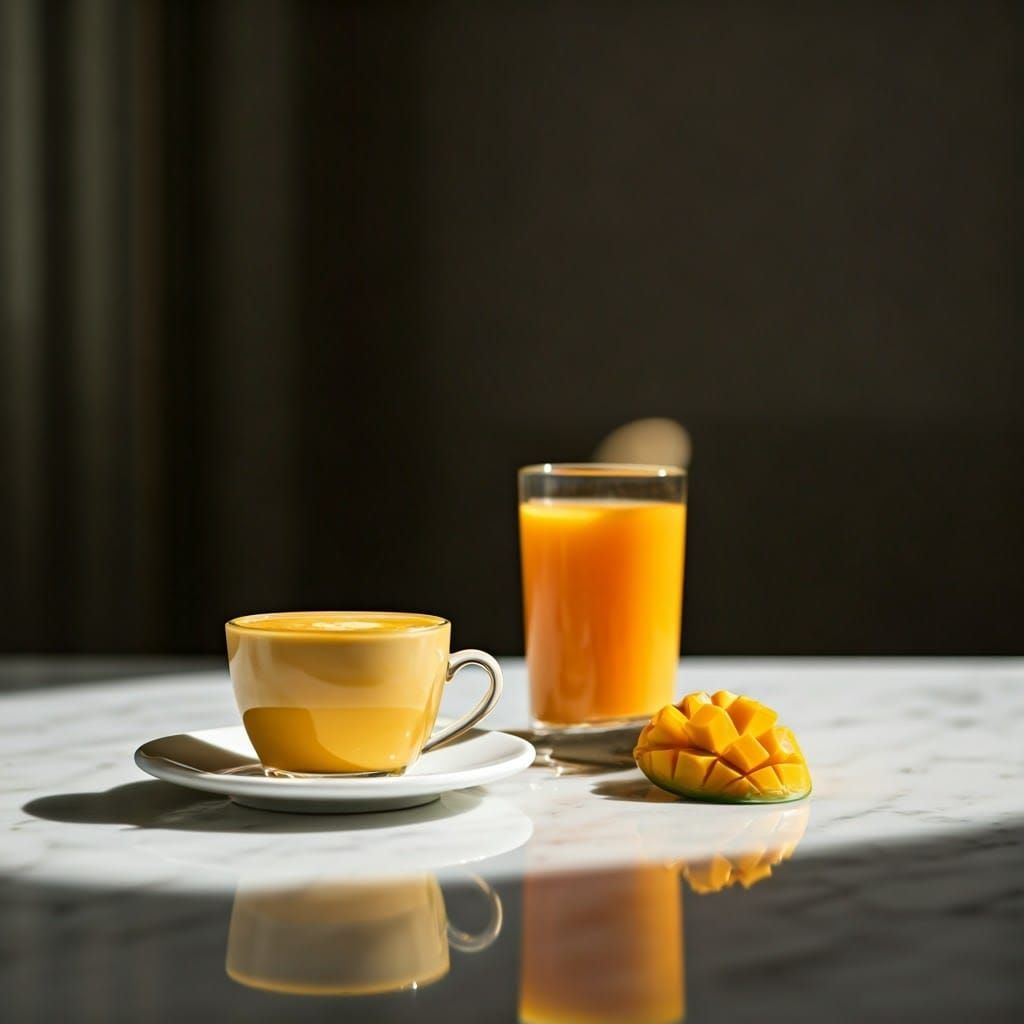 Luxurious Mango Coffee Break in a Modern Kitchen