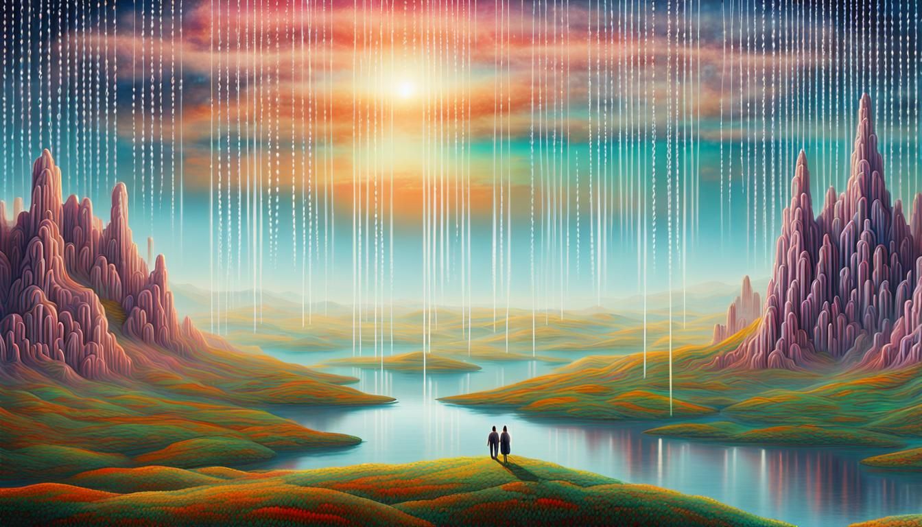 Binary Code Dream: Cybernetic Surreal Landscape