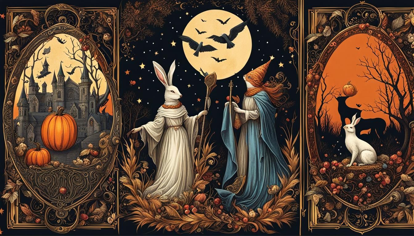 Festive Tarot Card Postcard in Lithographic Style