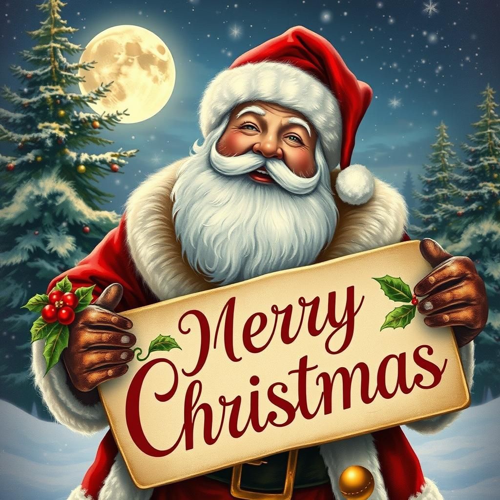 Vintage Christmas Postcard: Santa Claus Smiles