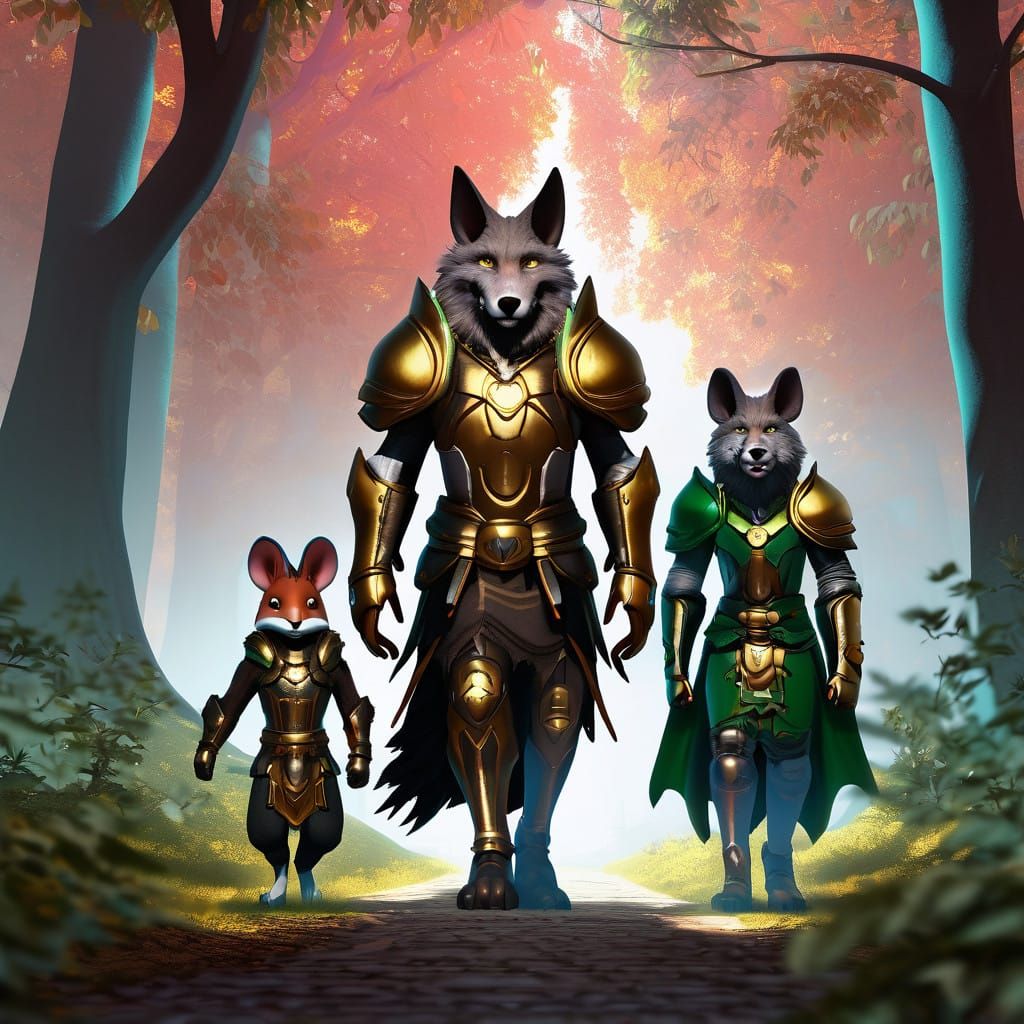 Anthropomorphic Warriors Enter the Vibrant Forest
