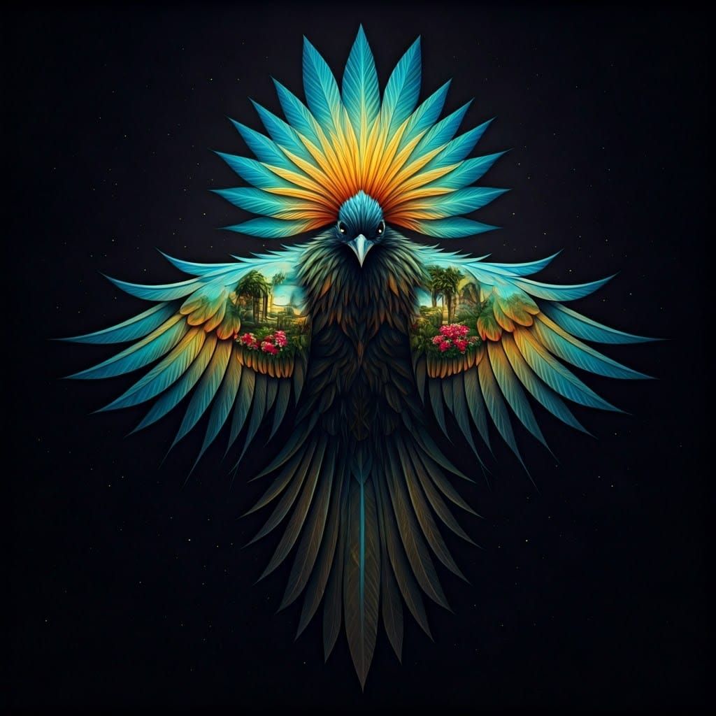 Mystical Bird of Paradise with Iridescent Plumage