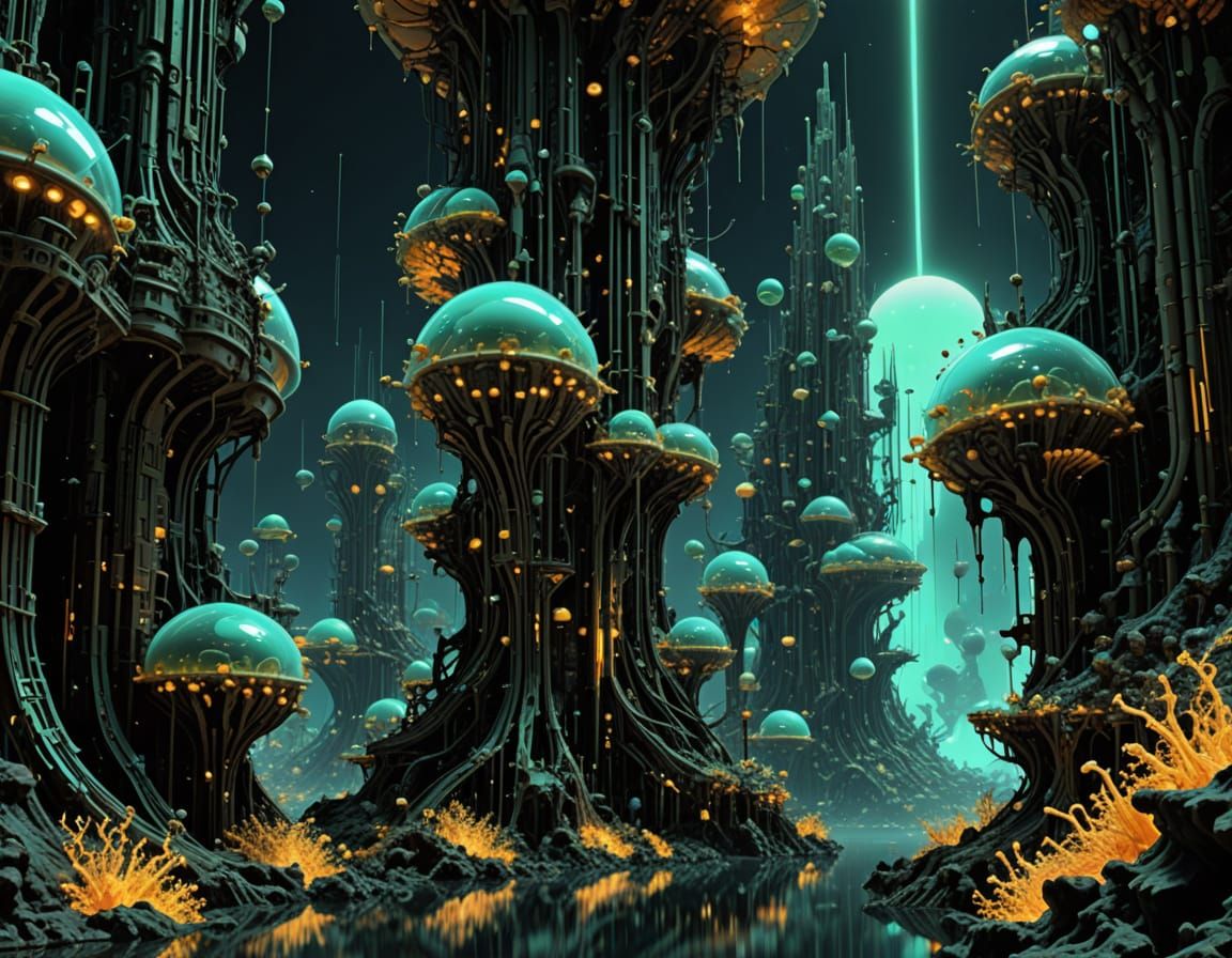 Surreal Bioluminescent Arcology Revealed Through Mandelbulb ...